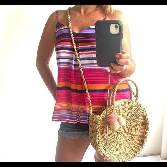 Boho Chic Woven Straw Circular Bag Crossbody - Picture 9 of 15